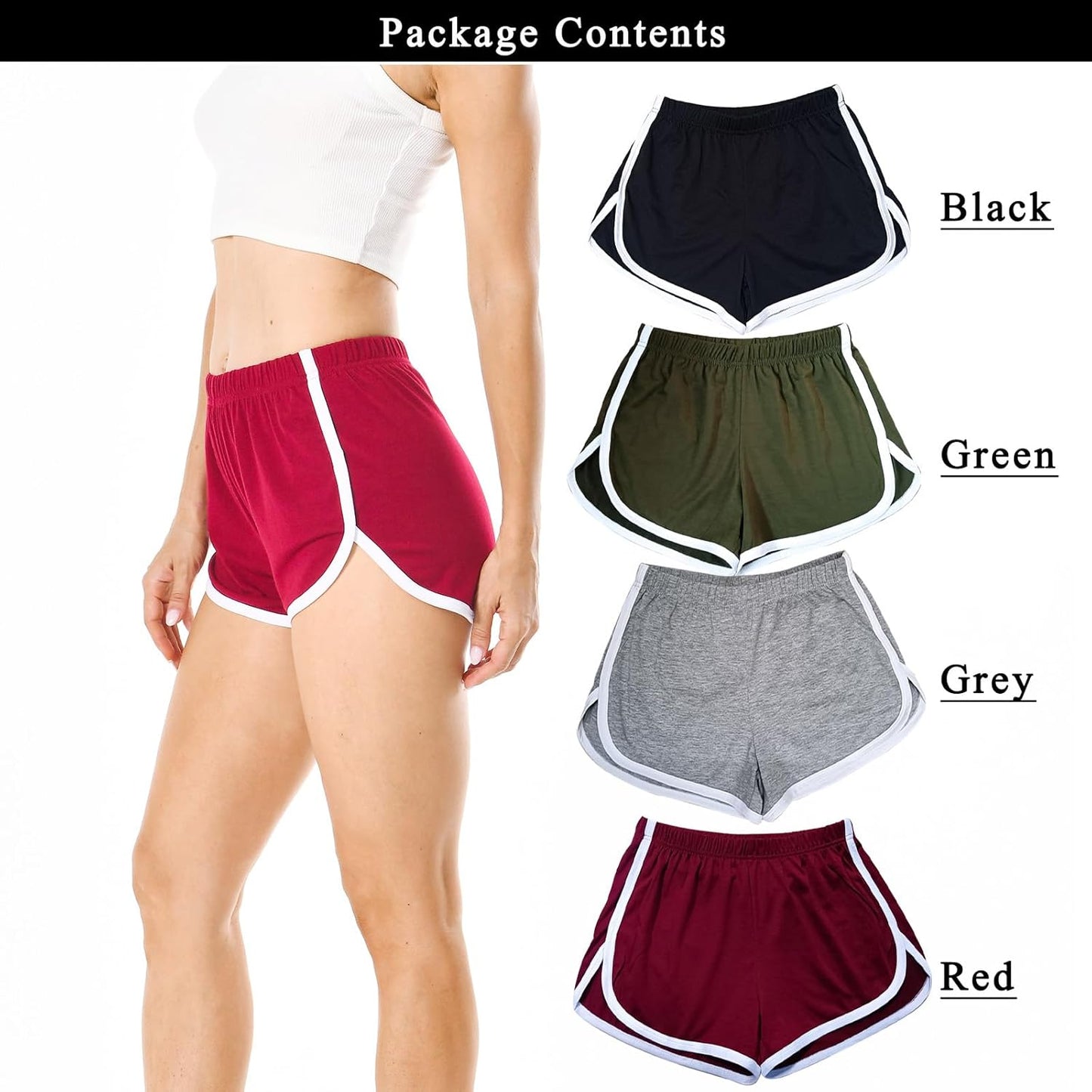 4 Pack Women'S Cotton Yoga Dance Short Pants Sport Shorts Summer Athletic Cycling Hiking Sports Shorts