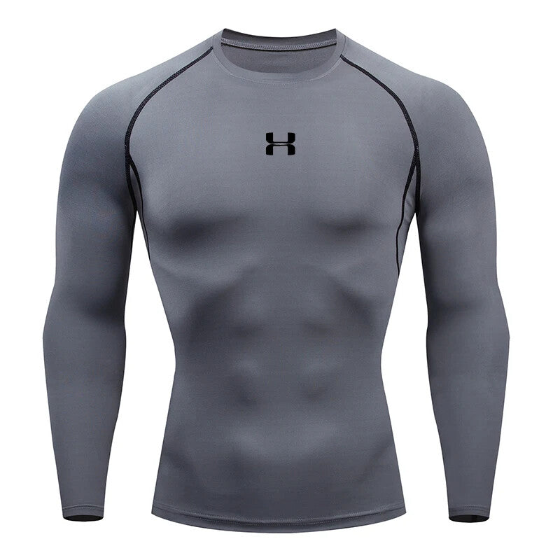 Men Running Compression T-Shirt Long Sleeves Sport Tees Gym Fitness