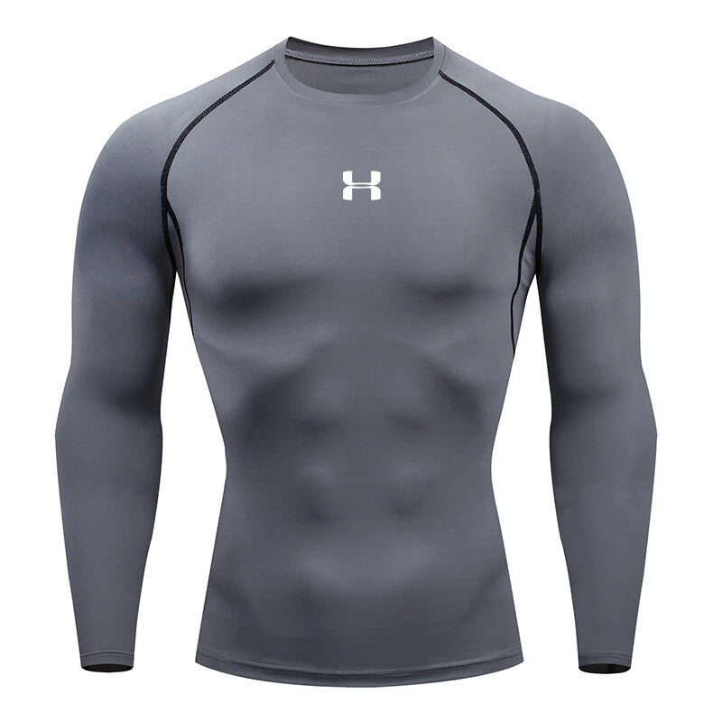 Men Running Compression T-Shirt Long Sleeves Sport Tees Gym Fitness