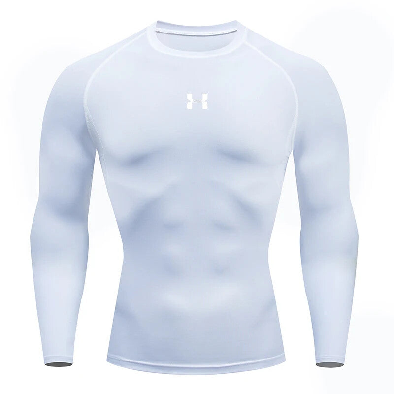 Men Running Compression T-Shirt Long Sleeves Sport Tees Gym Fitness