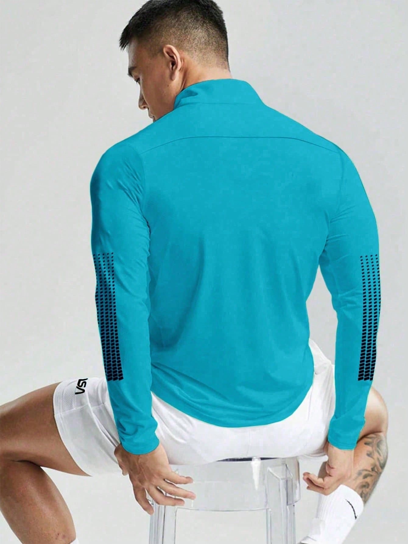 Manfinity Sport Corelite Manfinity Fitness Men Letter Graphic Quarter Zip Sports Jacket Workout Tops Back to School Pride Jersey Men Joggers Jersey Men Workout Tops Fall Breathable Sports Jacket