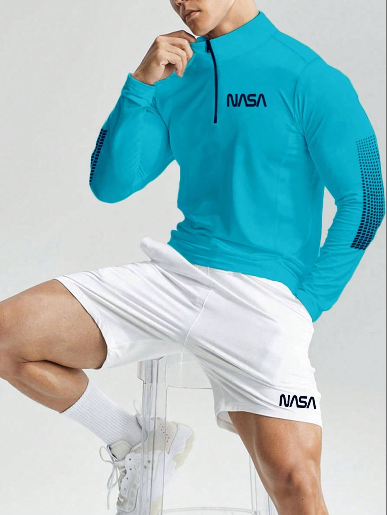 Manfinity Sport Corelite Manfinity Fitness Men Letter Graphic Quarter Zip Sports Jacket Workout Tops Back to School Pride Jersey Men Joggers Jersey Men Workout Tops Fall Breathable Sports Jacket