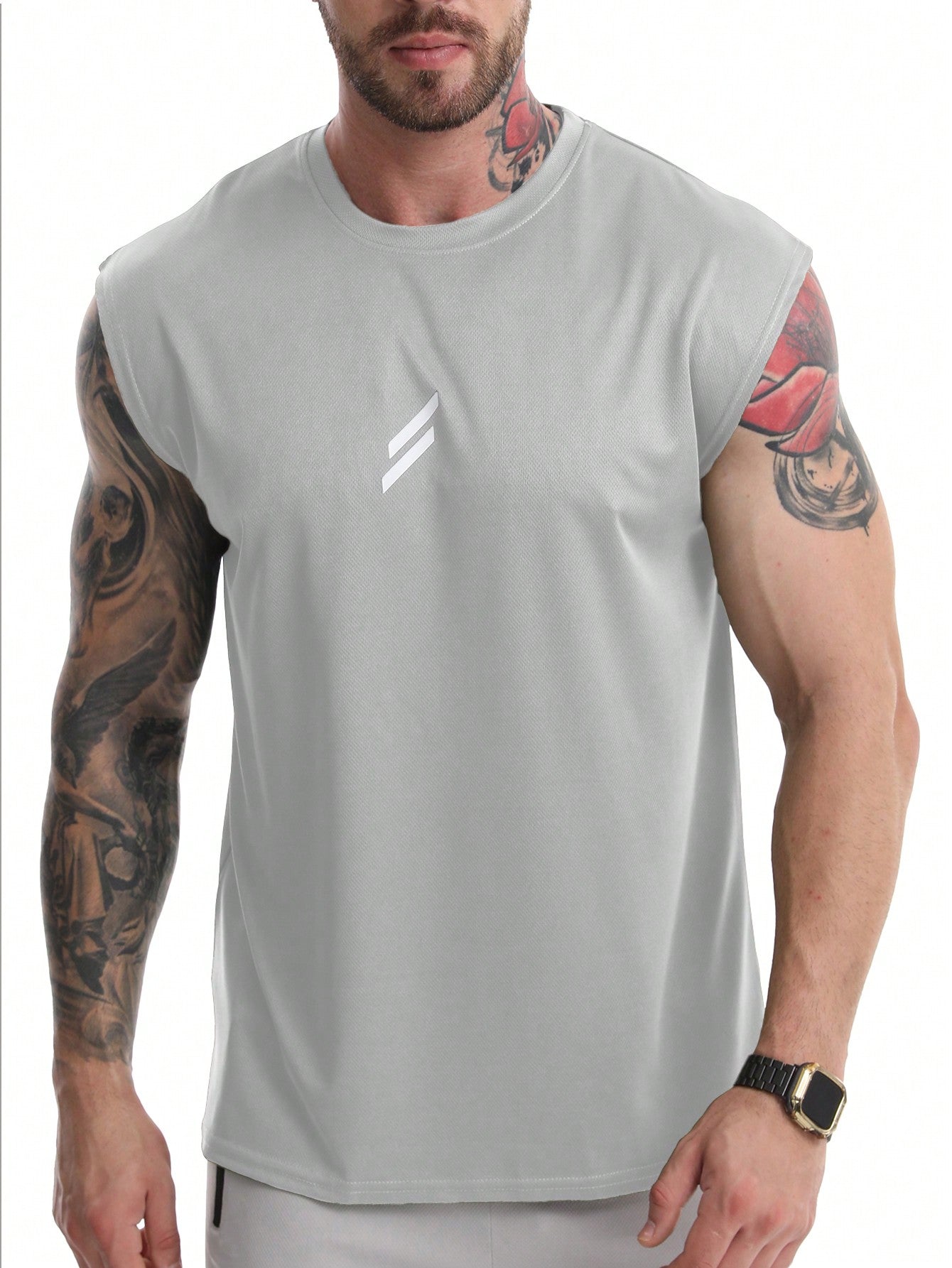 Boyfriend Style Men'S Sports Sleeveless Tank Top, Suitable for Outdoor Running and Fitness, Quick-Drying Workout Tank Top with Basic Print