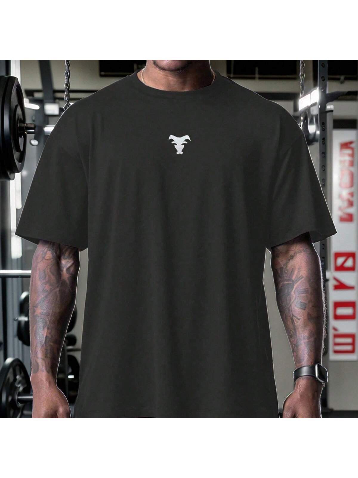 Vitafith New Bull Print Casual Sports Fitness American Style Men T-Shirt, Fashionable Sports & Fitness, Versatile Casual Daily Wear, Lightweight