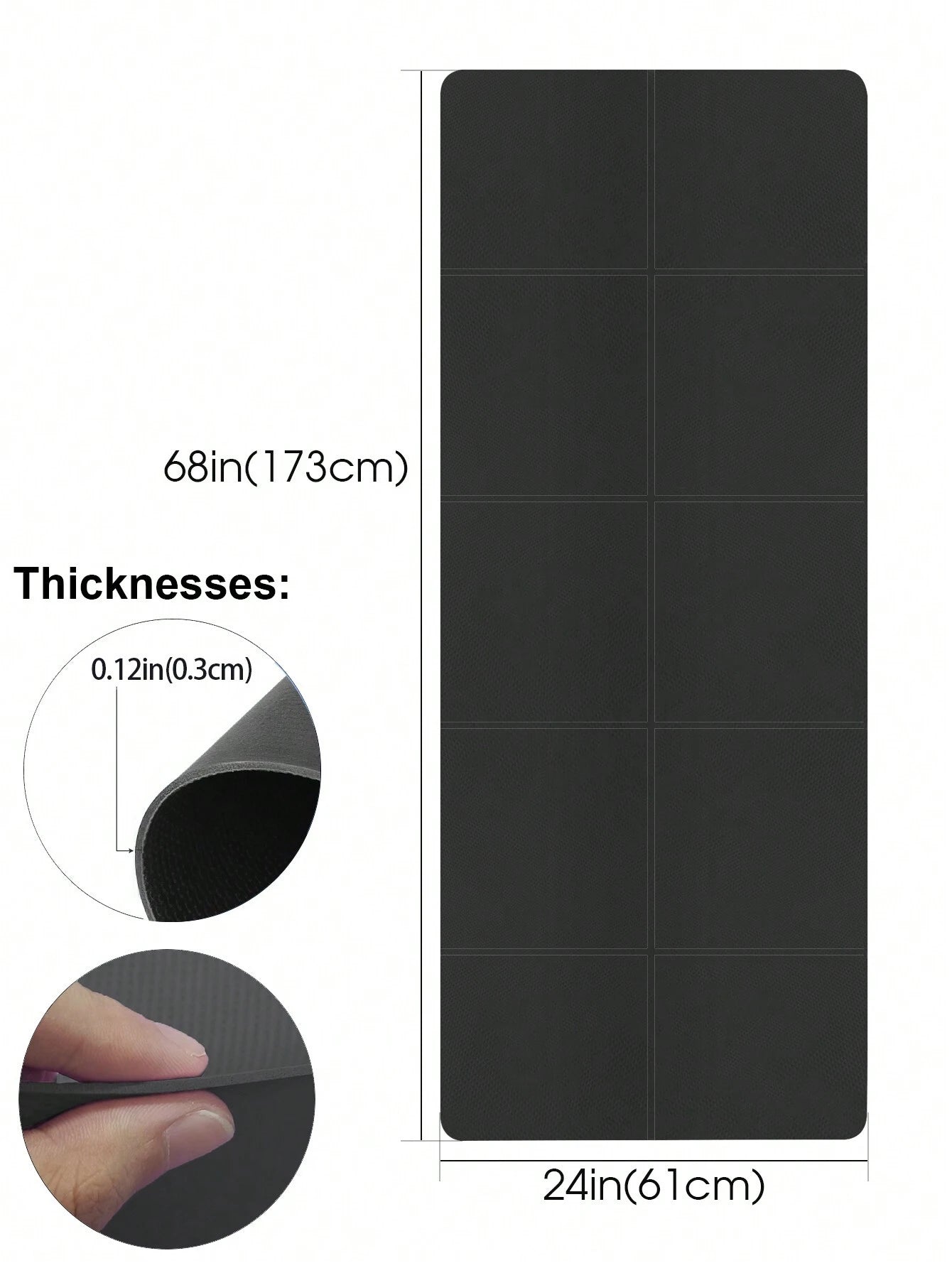 1Pc 173*61*0.3Cm EVA Yoga Mat for Beginners Fitness Mat, Dance & Yoga Mat