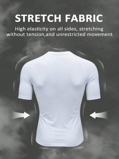 Manfinity Sport Corelite Men'S round Neck Raglan Sleeve Short Sleeve Summer Versatile Casual Sports Tank Top Gym Compression Shirt Workout Tops Gym Top Compression Shirt Breathable Fitted Shirt Crew Neck
