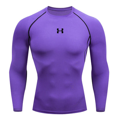 Men Running Compression T-Shirt Long Sleeves Sport Tees Gym Fitness