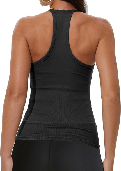 Workout Tops for Women Racerback Basic Tank Summer 2025 Camisole V Neck Slim Fit Ribbed Sleeveless