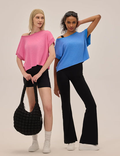 Open Back Workout Tops for Women Loose Fit Athletic Crop Tee Short Sleeve Gym Running Yoga Shirt