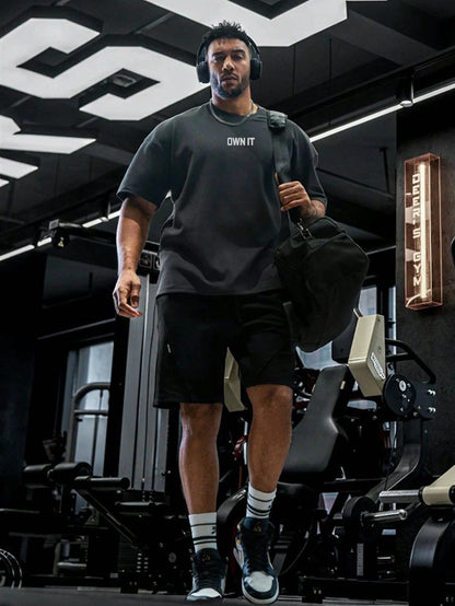 Men'S Casual Short Sleeve T-Shirt with Text Print, round Neck